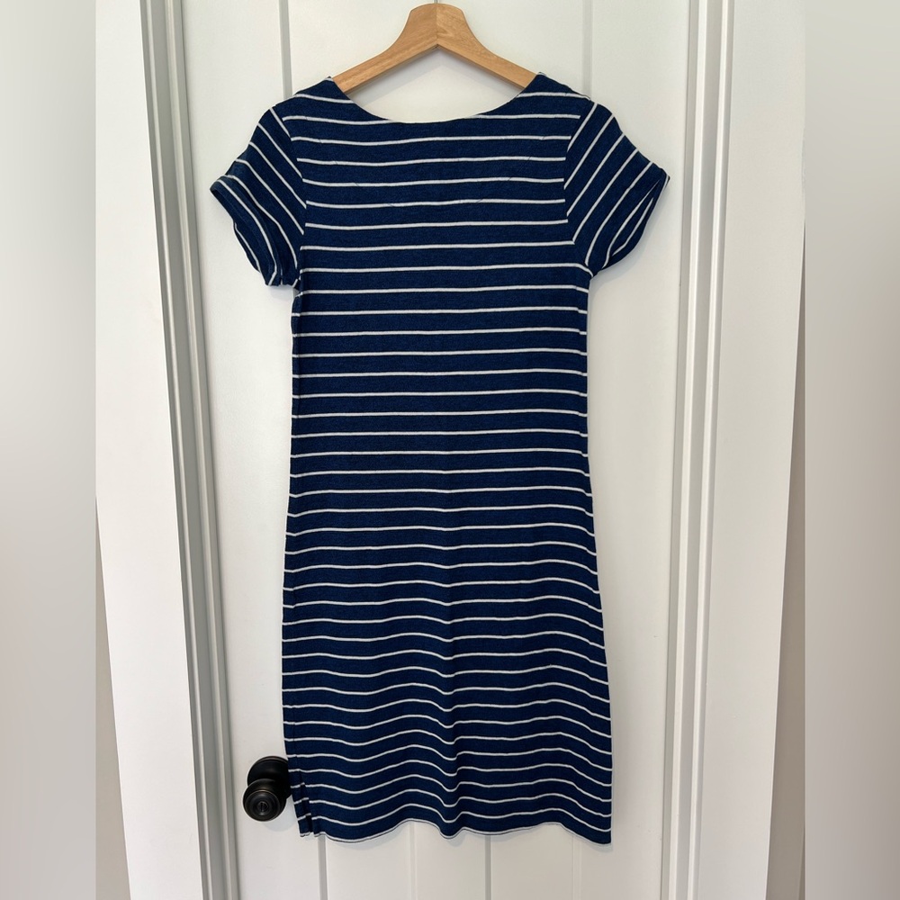 White Stuff: Navy & White Striped Dress 100% Cotton: Size US 6 - Picture 2 of 6